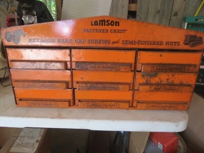 Cómoda con sujetadores Lamson vintage de 1940, gabinete publicitario con cajones - rara Foto 1 de 4