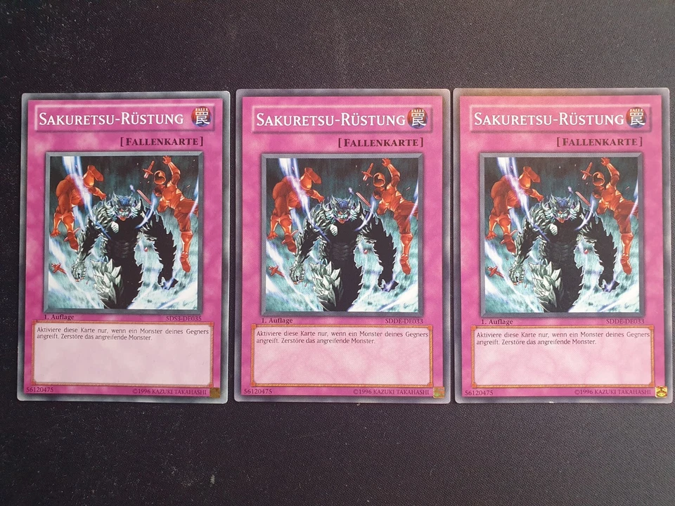 3x Yu-Gi-Oh!  z.B. SDDE-DE036 Sakuretsu-Rüstung Common NM 1st Ed - Bild 1 von 1