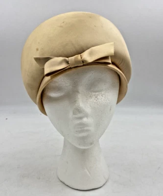 Peach Pillbox Hat, Vintage, 8" - 9" - Image 1 of 4
