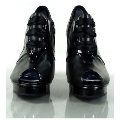 New SAM EDELMAN Women Black Leather High Heel Peep Toe Pump Bootie Shoe Sz 6.5 M - Image 1 of 2