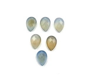 Lote de 6 piedras preciosas sueltas corte pera calcedonia natural 7*9 mm 9 CT - Imagen 1 de 4