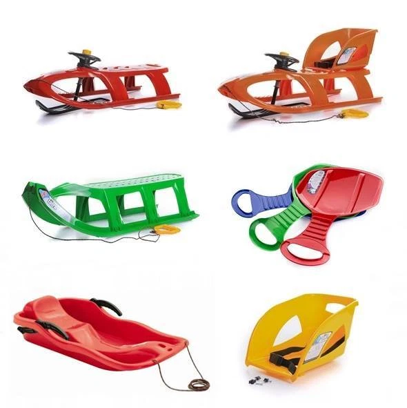 Kinderschlitten Schlitten Rodel Lenkschlitten aus Kunststoff Lenkrrad Sitz Kufe - Bild 1 von 1