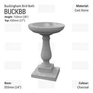 More details for buckingham stone bird bath - three colours