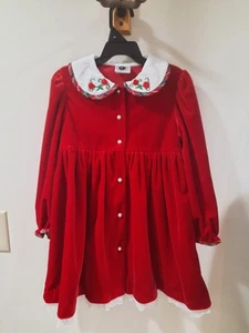Good Lad Of Philadelphia Red Velvet Christmas Dress Size 5 Collared Vintage - Picture 1 of 10