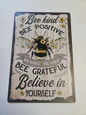 Bee Kind Bee Positive Metal Wall Sign Farmhouse Rustic Bee Decor Inspirational - Image 1 of 4