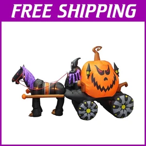 Large Grim Reaper Inflatable with Pumpkin Carriage - Foto 1 di 8