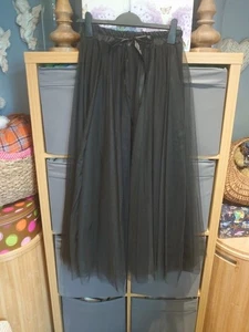 BILLI NEW COLLECTION BLACK ELASTICATED WAIST MIDI MAXI ALINE TULLE SKIRT - Picture 1 of 15