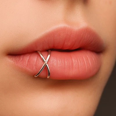 Kreuz Manschette Ohr Lippe Ohrring 925 Silber verstellbar Orbital Helix... - Bild 1 von 4