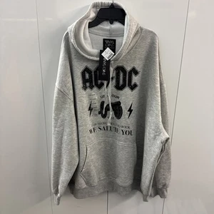 AC DC Vinyl Icons Grey Hoodie Rock & Roll Band Pull Over Sweatshirt XXL (A1) - Picture 1 of 6