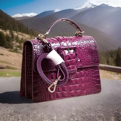 BOLSO DE MANO BRAHMIN PEQUEÑO HALLIE SUGAR CIRUELA OMBRE ROSA MAGENTA PÚRPURA BAYAS CUERO Foto 1 de 4