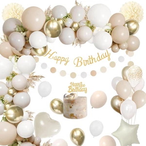 Geburtstagsdeko Beige Gold,Rainllon Deko Geburtstag Sandweiß Gold Mädchen Junge, - Bild 1 von 12