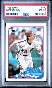 1989 TOPPS #100 MIKE SCHMIDT PHILLIES HOF PSA 8 - Photo 1/2