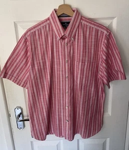 Blue Harbour Shirt Mens Size M Red/pink Stripe Short Sleeve Button Down Collar - Picture 1 of 7