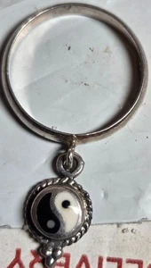 .925 STERLING SILVER YIN YANG RING size 8 or Pendant - Picture 1 of 3