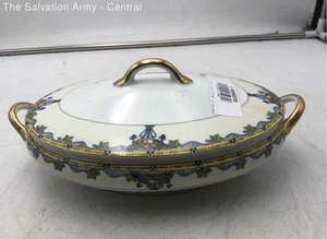 Multicolor Oval Shape Double Handle Serving Covered Dish With Lid - Picture 1 of 6