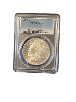 1880-S Morgan Silver Dollar PCGS MS64 White Super Frosty Luster Semi Mirror  - Image 1 of 3