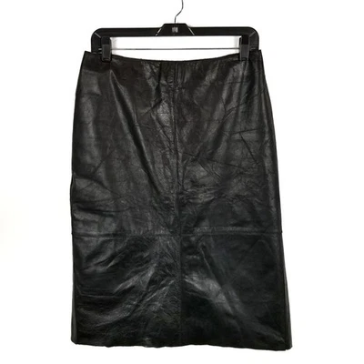 Kenneth Cole Black Leather Pencil Skirt Size 8  - Image 1 of 4