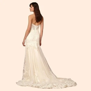 Eddy K BHLDN Leigh Strapless Lace Wedding Dress Ivory - Picture 1 of 16