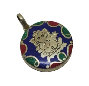 Colgante/Medallón Elefante Lapislázuli Coral Turquesa Tibetano - Imagen 1 de 7