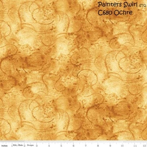 Painters Watercolor Swirl Blender cotton fabric Riley Blake BTY OCHRE Gold - Picture 1 of 12