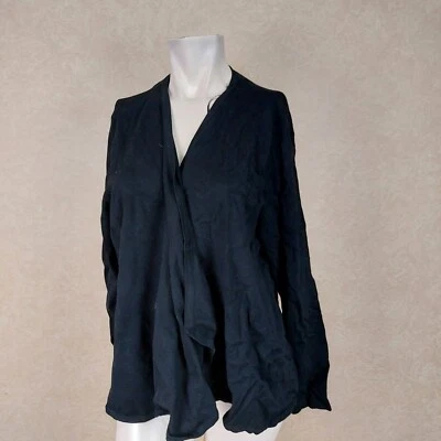 Nuevo cárdigan abierto negro suéter Thalia Sodi para mujer espalda transparente talla L _ NUEVO CON ETIQUETAS R11F4 Foto 1 de 4