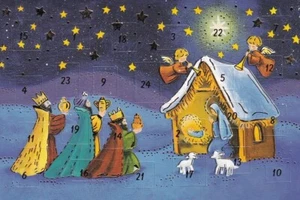 Cartolina Calendario dell'Avvento Re Magi Auguri di Natale Biglietto dell'Avvento - Foto 1 di 1