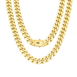 10k Yellow Gold Royal Monaco Miami Cuban Link 13mm Chain Mens Curb Necklace 20" - Picture 1 of 11