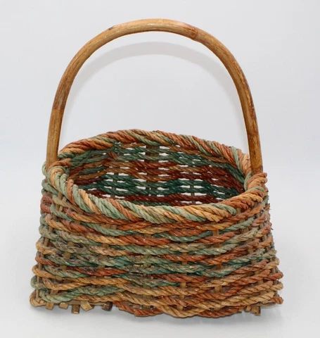 Vintage Basket Multi Color with Handle Hand Made Colorful Medium Cover
