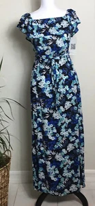 Smaragd Eisbecher klein Blumen Maxikleid Rüschen Hochzeit Party Schlitz Crinkle Stoff - Bild 1 von 11