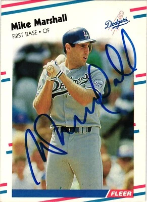 Mike Marshall Signed 1988 Fleer MLB Baseball Card #522 AUTO Dodgers - Image 1 of 2