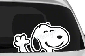 Snoopy Waving Vinyl Decal Sticker, Dog, Puppy, Cute, Peanuts, Car, Truck, Funny - Picture 1 of 3