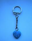 NEW TURQUOISE SPECIAL HEALING CRYSTAL GEMSTONE HEART PENDANT KEYRING/KEY CHAIN