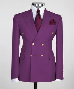 Double Breasted Men's Suit Business Jacket Formal Groom Tuxedo Party Prom Blazer - Picture 1 of 24