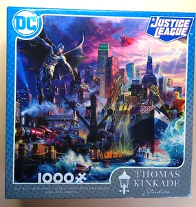 JUSTICE LEAGUE SHOWDOWN jigsaw puzzle ~ Thomas Kinkade / DC Comics / 1000 piece - Picture 1 of 2