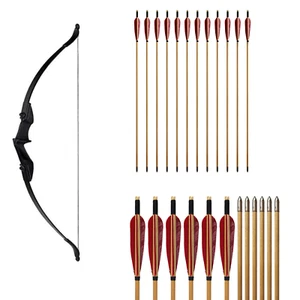 Sets & Kits 30/40LBS 57" Takedown Recurve Bow Ambidextrous 12Pcs Carbon Arrows - Picture 1 of 24