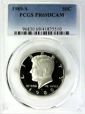 1989-S 50C Kennedy Half Dollar PCGS PR69DCAM CLAD 22ato0330 - Image 1 of 4