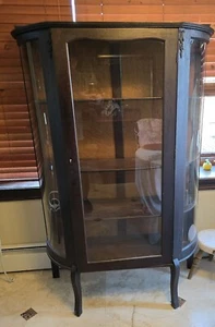 Used China Cabinet With Curved Glass Sides - Picture 1 of 12