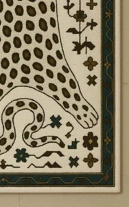 Octavia Leopard Natur Wolle Vorleger | Wohndeko Handarbeit Wohnzimmerteppiche - Bild 1 von 7