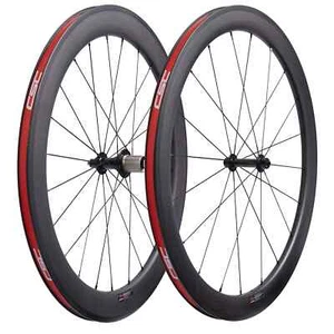 Set ruote in carbonio 700C bici da strada 25 mm larghezza 28 mm cerchio freno clincher tubeless - Foto 1 di 18