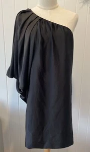 Zara One Shoulder Black Satin Dress, Size S - Picture 1 of 6