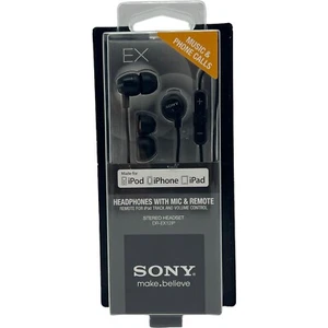 Sony DR-EX12iP Earbud Headphones w/Mic, Deep Bass, Black, New! - Picture 1 of 4