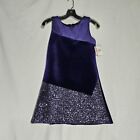Zoe Ltd Girls Purple Thick Party Dress Satin Velvet Sequins Lined Size 14 $218