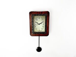 Vintage Wooden Mahogany Color Silent Pendulum Clock Modern Retro Wall Clock
