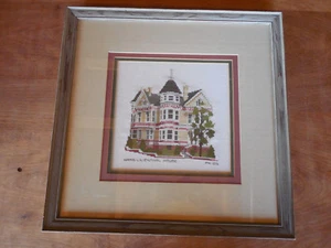 Haas-Liliental House Victorian Cross Stitch Prof Matted & Framed OD 17x17 ID 8x8 - Picture 1 of 8