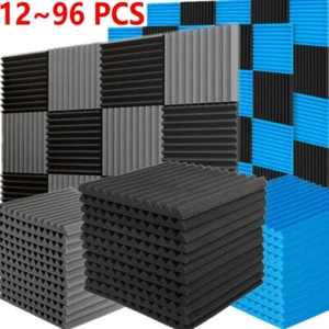 12~96 PACK 12"X12"X1" Acoustic Foam Panel Wedge Studio Soundproofing Wall Tiles - Picture 1 of 20