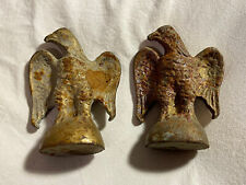 Matched PAIR Antique Cast Iron Eagle Finial Architectural Salvage flag toppers