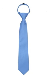 Corbata con cremallera XL extra larga azul liso pretied para hombre boda - Imagen 1 de 1