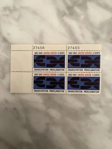 Plate Block of 4 - Scott 1233 - 5 cent - Emancipation Proclamation - 1963 - MNH - Picture 1 of 1