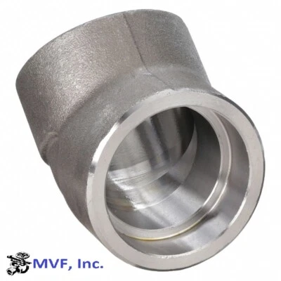 1" 3000# Socket-Weld 45° Elbow 304/L Stainless Steel Pipe Fitting SS020622304 - Image 1 of 3