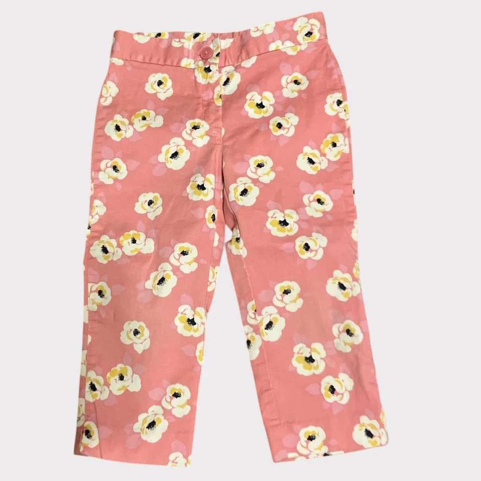 Pantalones Janie and Jack Niñas Talla 4 Rosa Floral Pantalones Ajustables 🌸 Foto 1 de 4